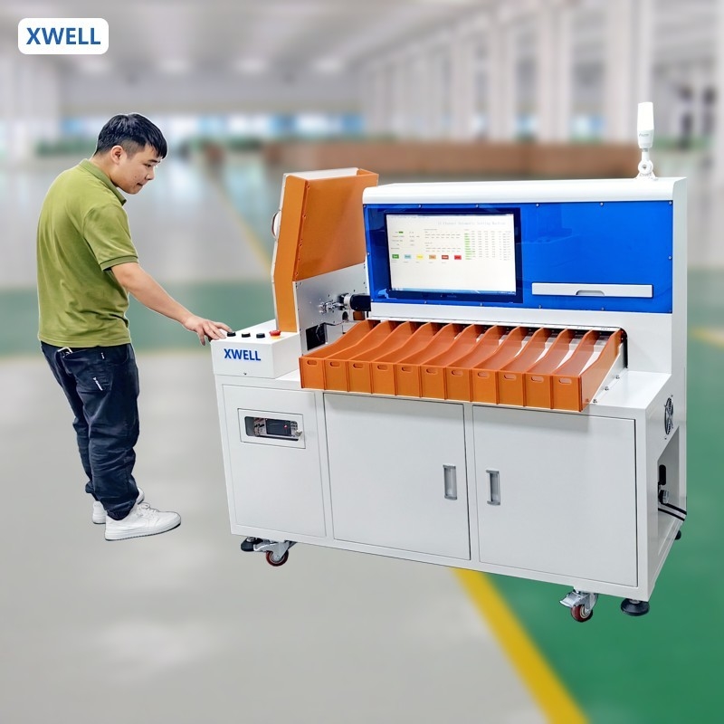 11 Channel 18650 26650 Cylindrical Battery Sticking And Sorting Machine Cell Selector Equipment For Lithium Ion